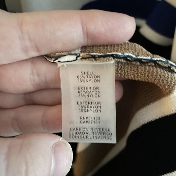 Calvin Klein Wmn S Multicolor Striped Long Sleeve Knee Length Open Front Sweater - Picture 7 of 9